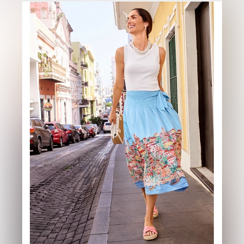 NWT Talbots Riveria Print Midi Skirt Size 2P
